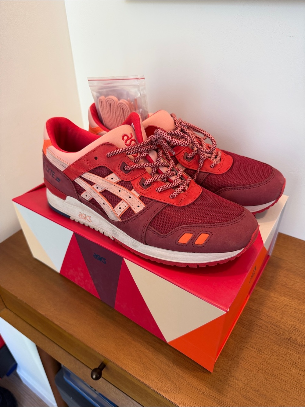 KITH x Asics Gel-Lyte III “Volcano 2.0” Red & Coral Retro Runner Sneakers